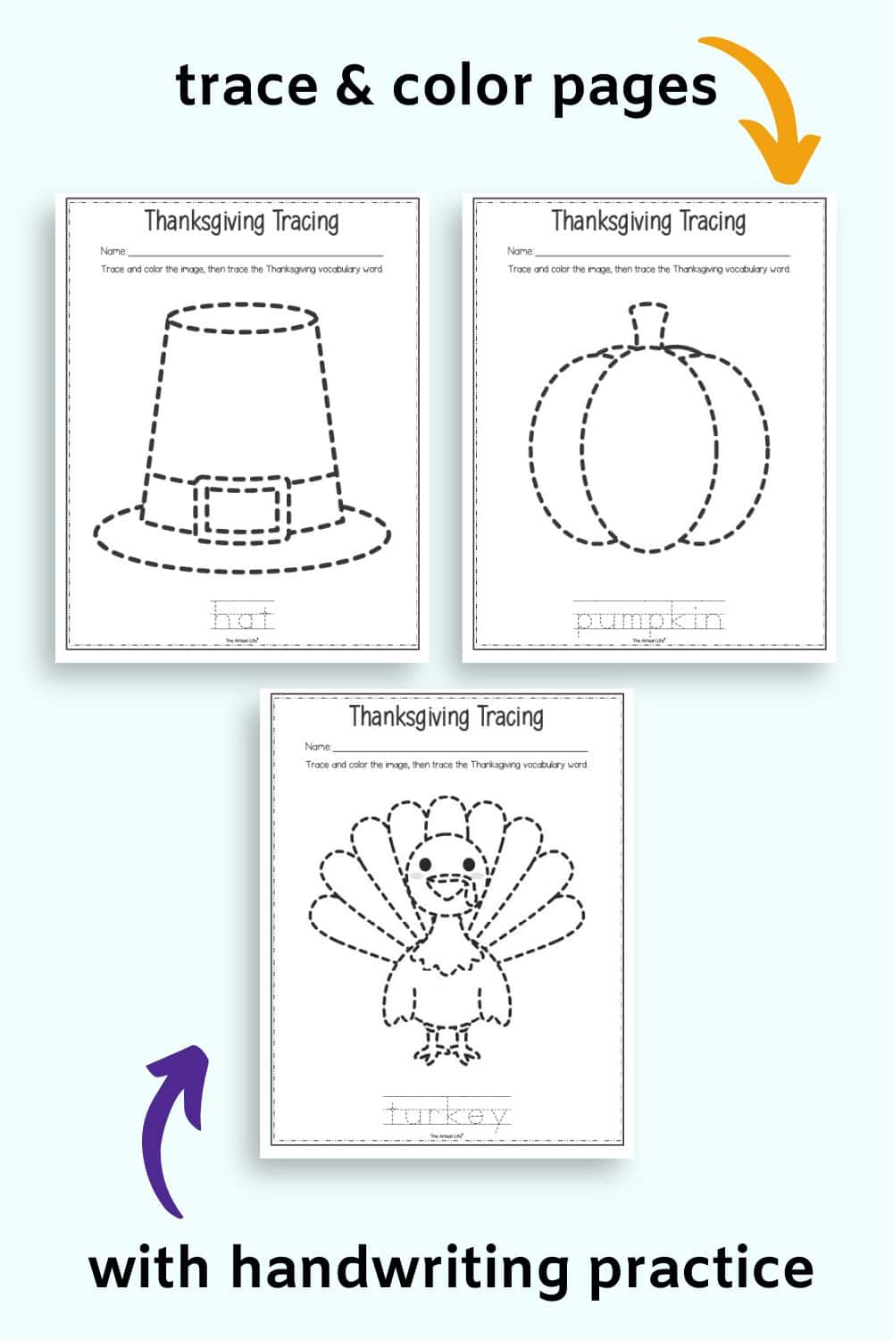 Thanksgiving Tracing Worksheets Thanksgiving Tracing Worksheets
