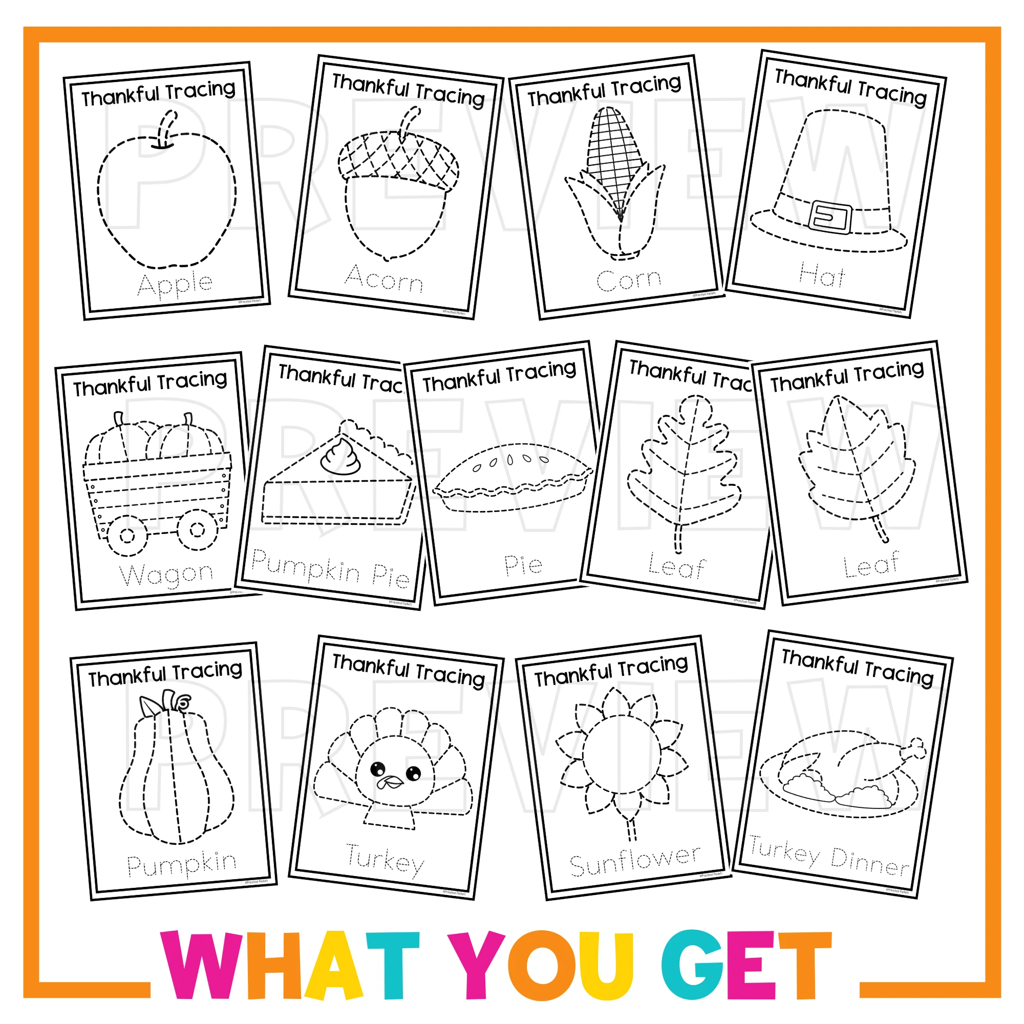Thanksgiving Tracing Worksheets For Preschool Prek And Kindergarten