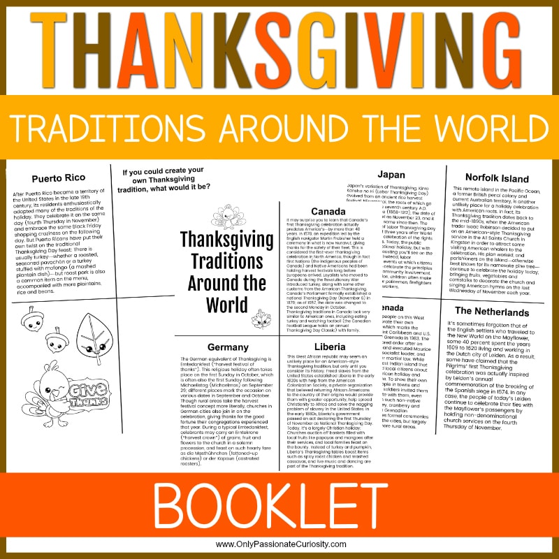 Thanksgiving Traditions Around The World Booklet
