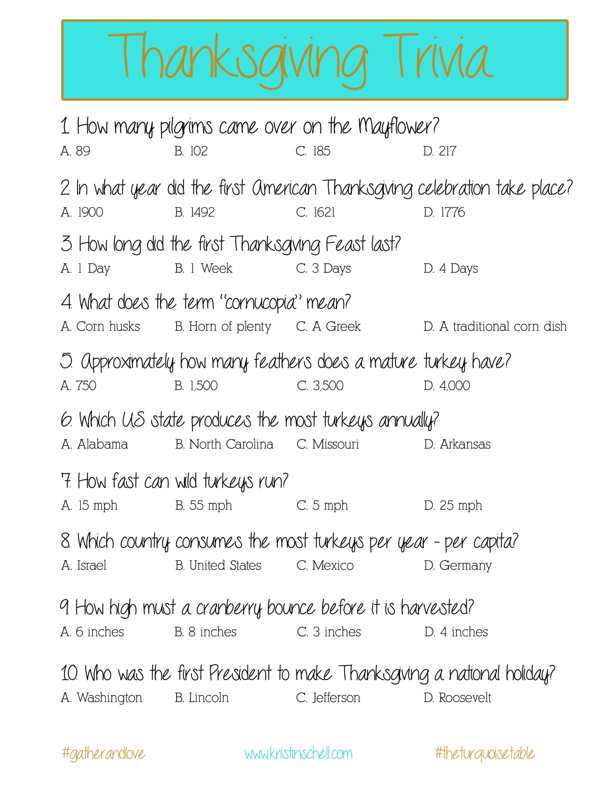 Thanksgiving Trivia A Printable For Your Gathering Thanksgiving Trivia A Printable For Your Gathering