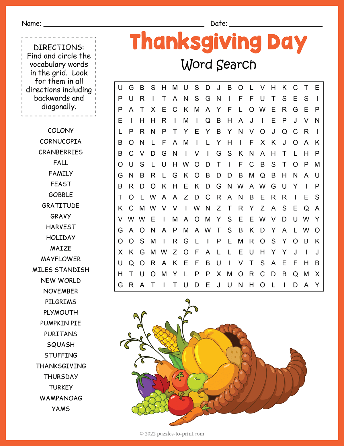 Thanksgiving Word Search shtml Thanksgiving Word Search shtml
