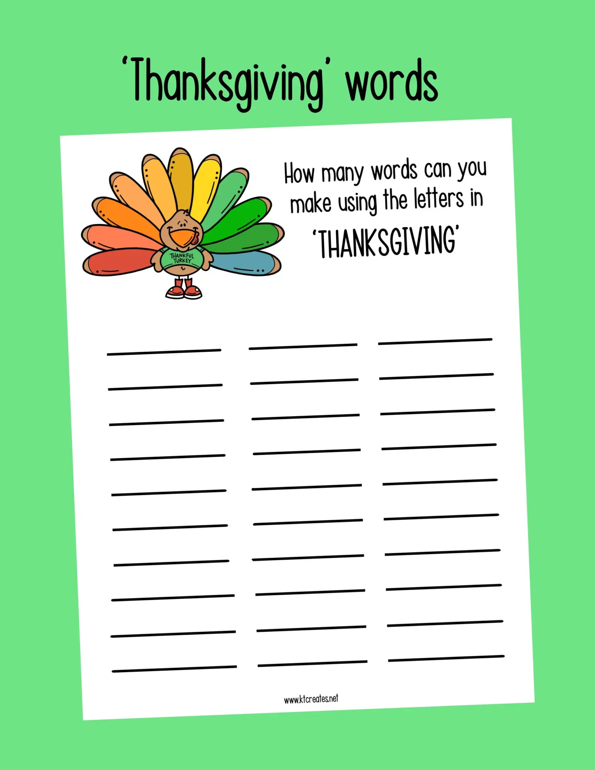 Thanksgiving Words How Many Words Can Thanksgiving Words How Many Words Can
