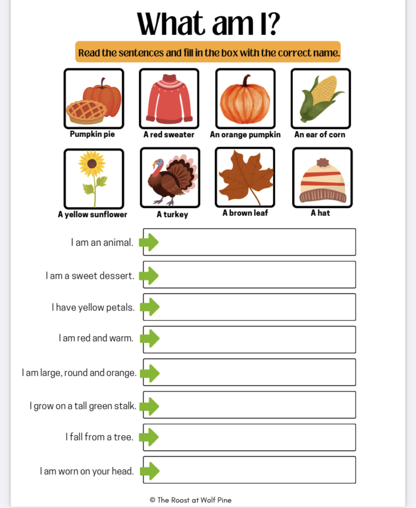 Thanksgiving Worksheets Kindergarten First Grade Workbook Printable Holiday Activity Reading