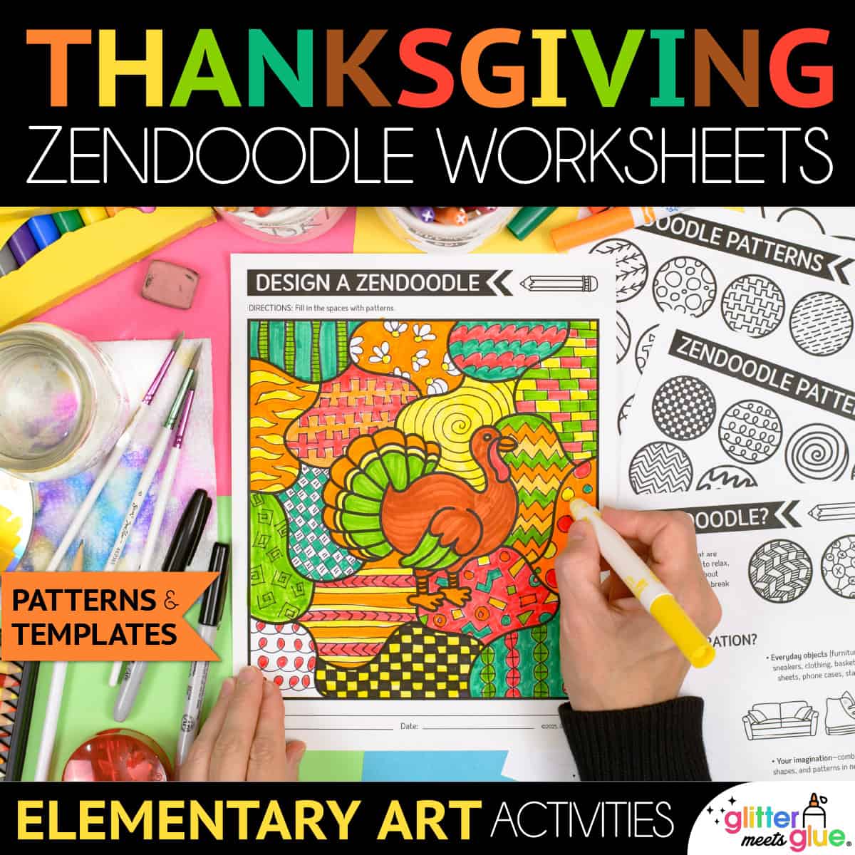 Thanksgiving Zendoodle Art Worksheets