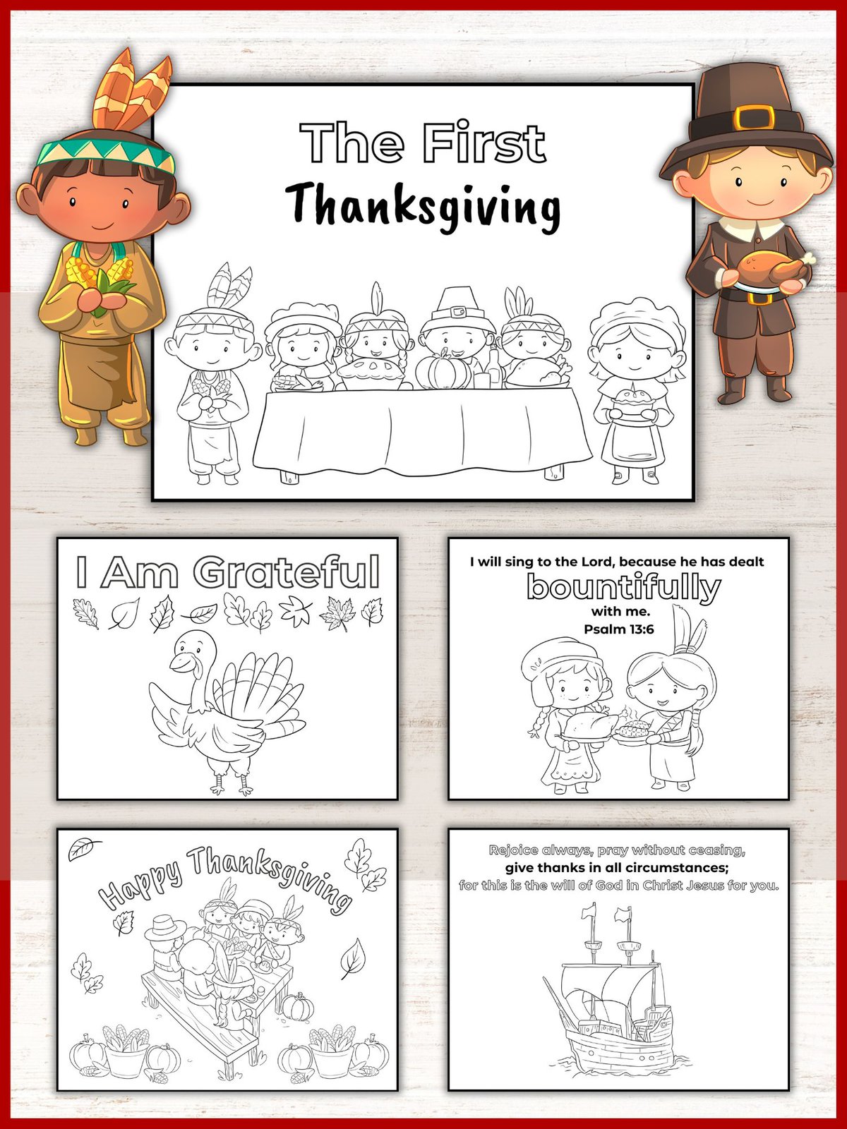 The First Thanksgiving Coloring Page