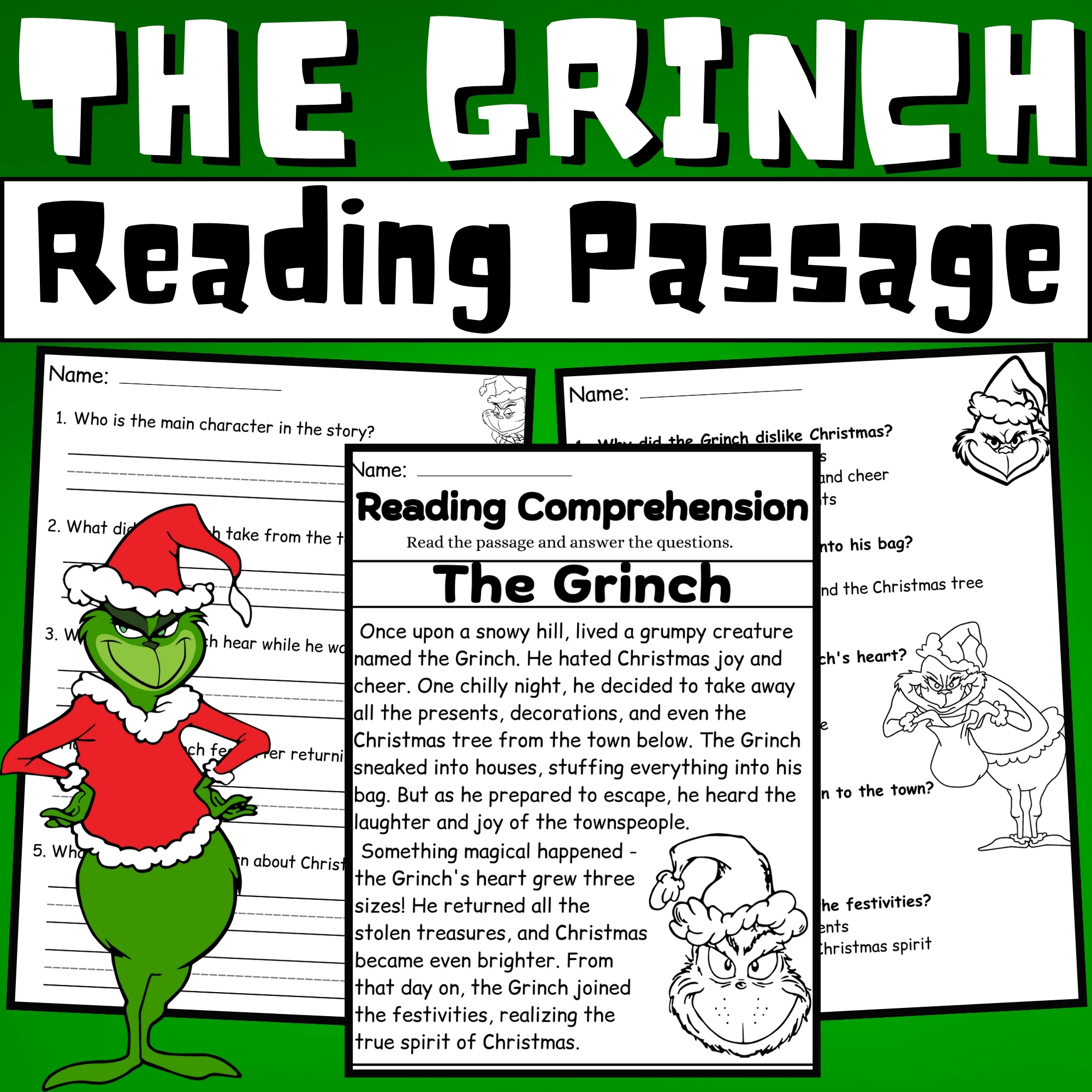 The Grinch Day Reading Comprehension Questions How The Grinch Stole Christmas