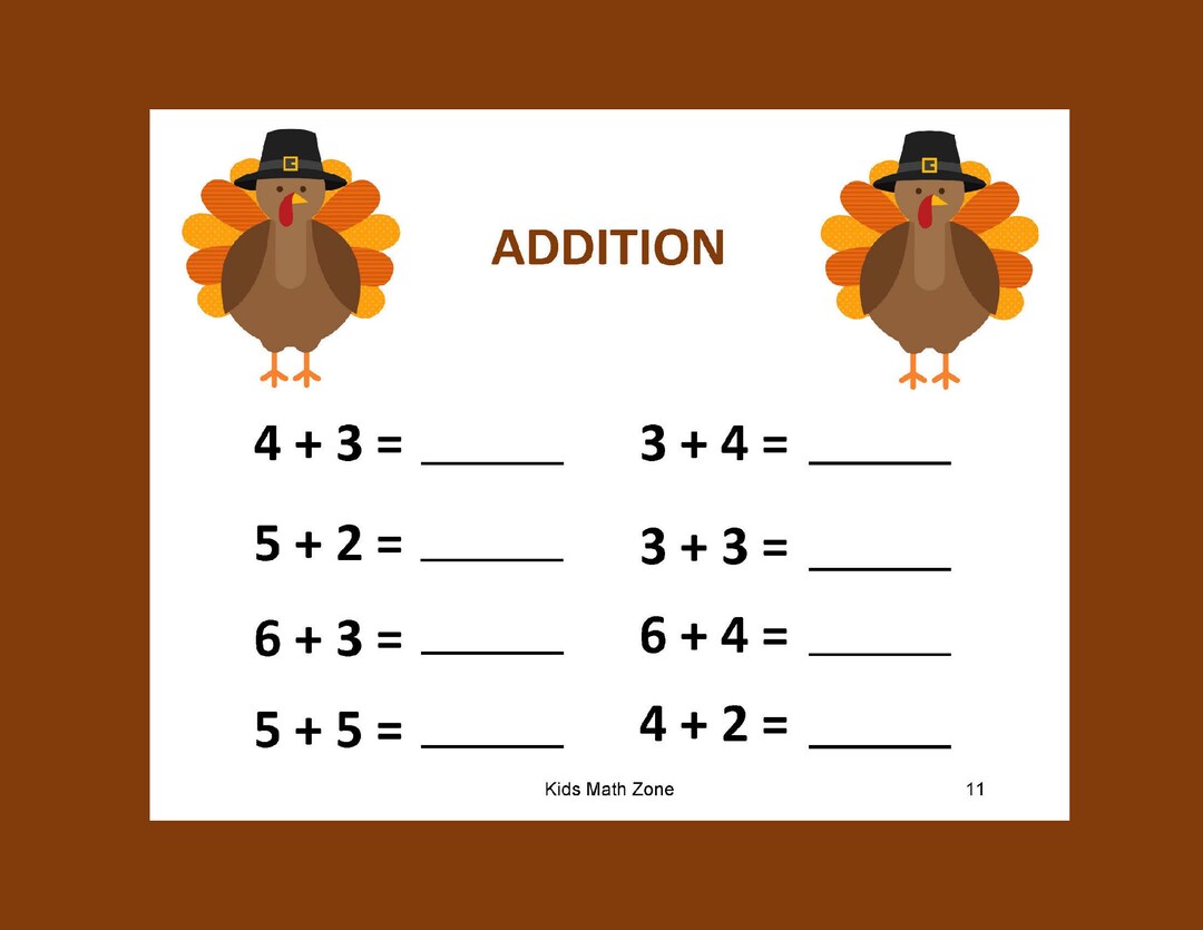 Turkey Addition Worksheets Thanksgiving Turkey Addition Worksheets Thanksgiving