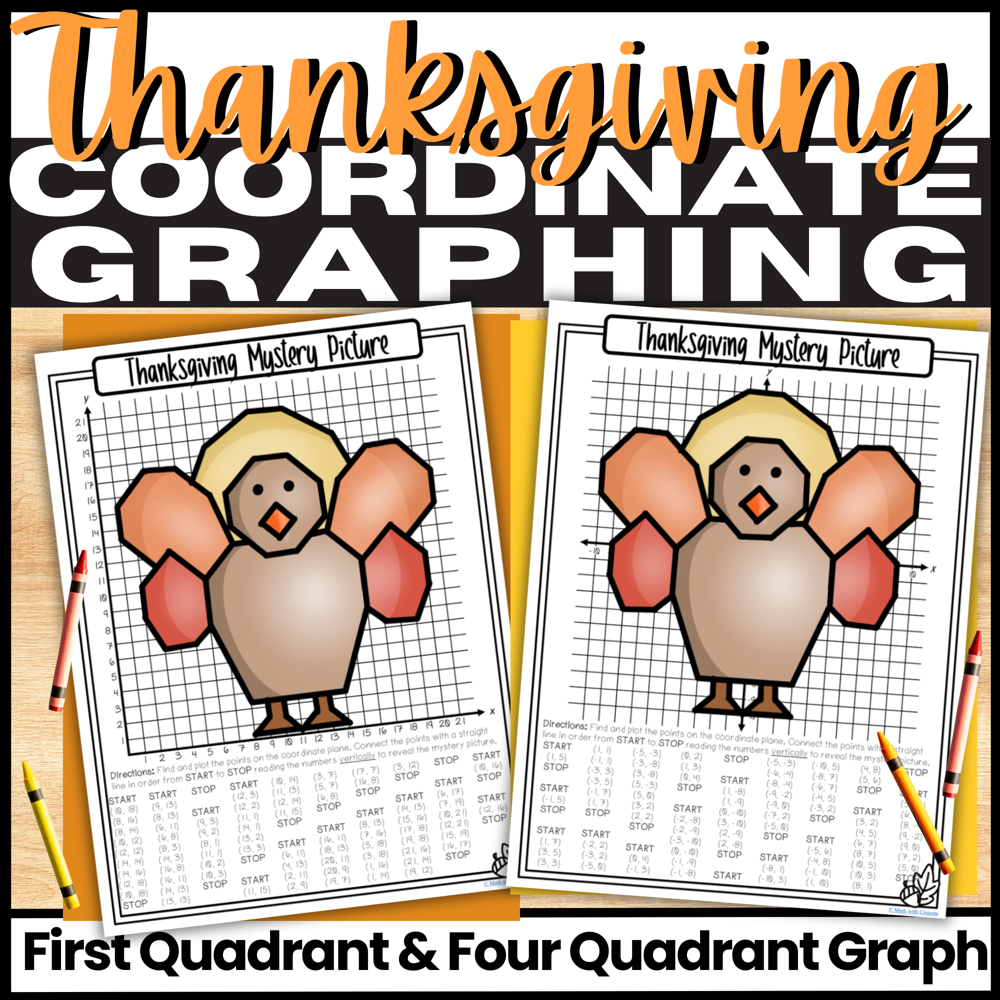 Turkey Coordinate Graphing Worksheets