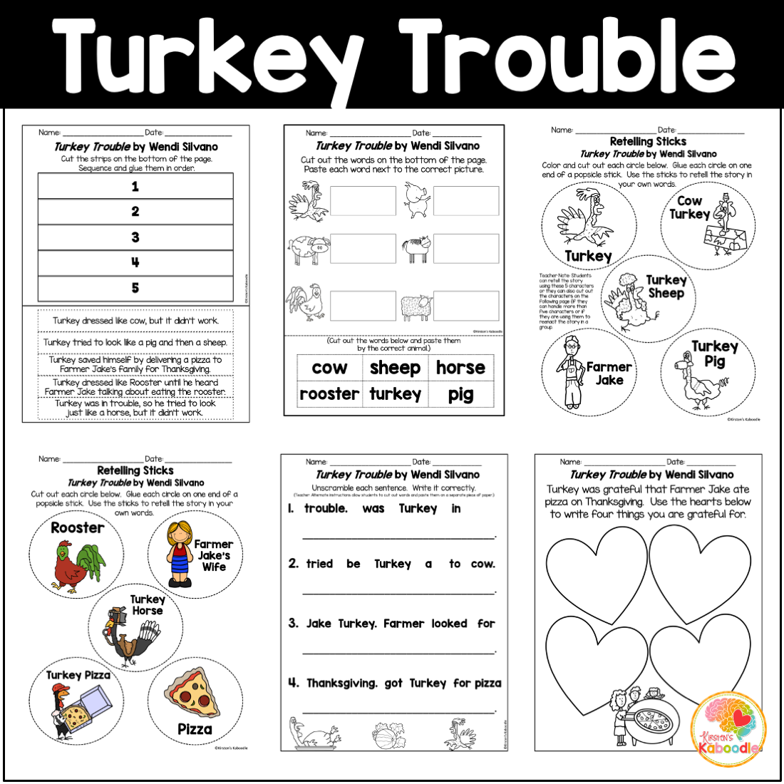 Turkey Trouble And Thanksgiving Literacy Activities Bundle Turkey Trouble And Thanksgiving Literacy Activities Bundle
