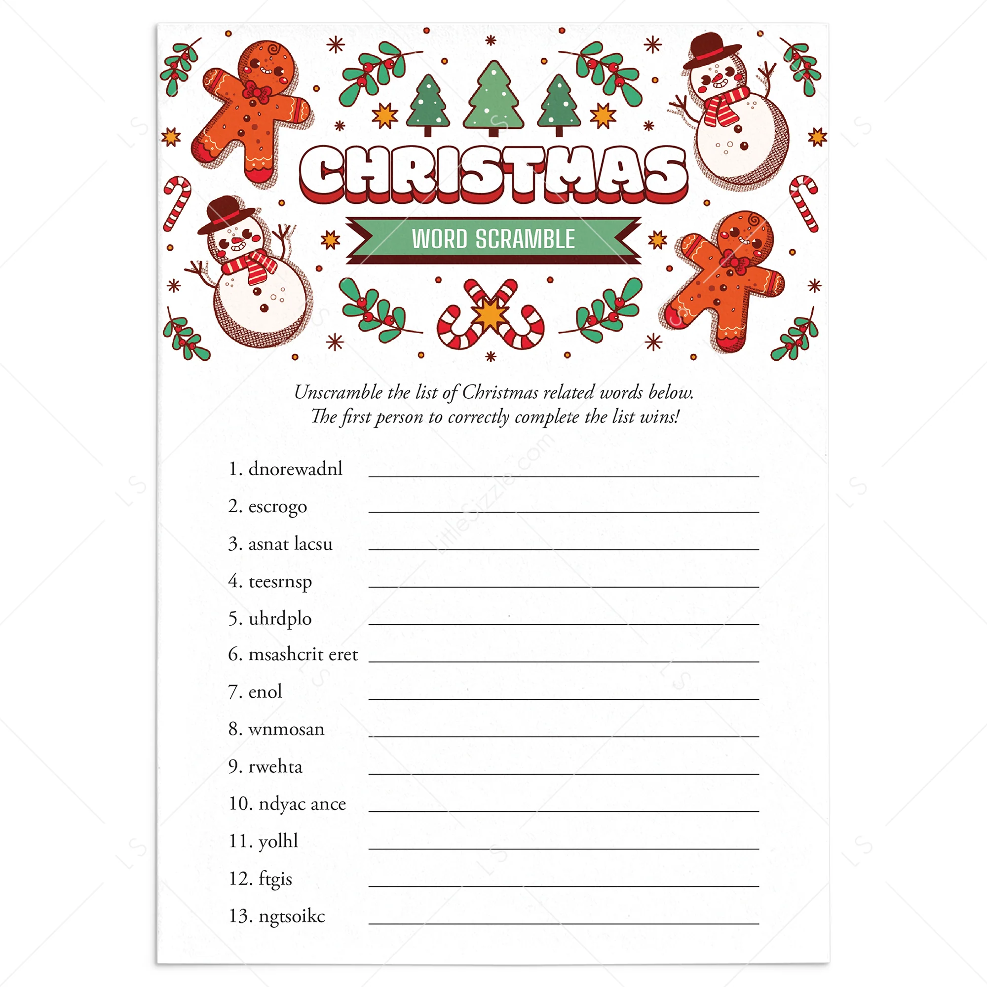 Unscramble Christmas Words Game With Answers Printable Unscramble Christmas Words Game With Answers Printable