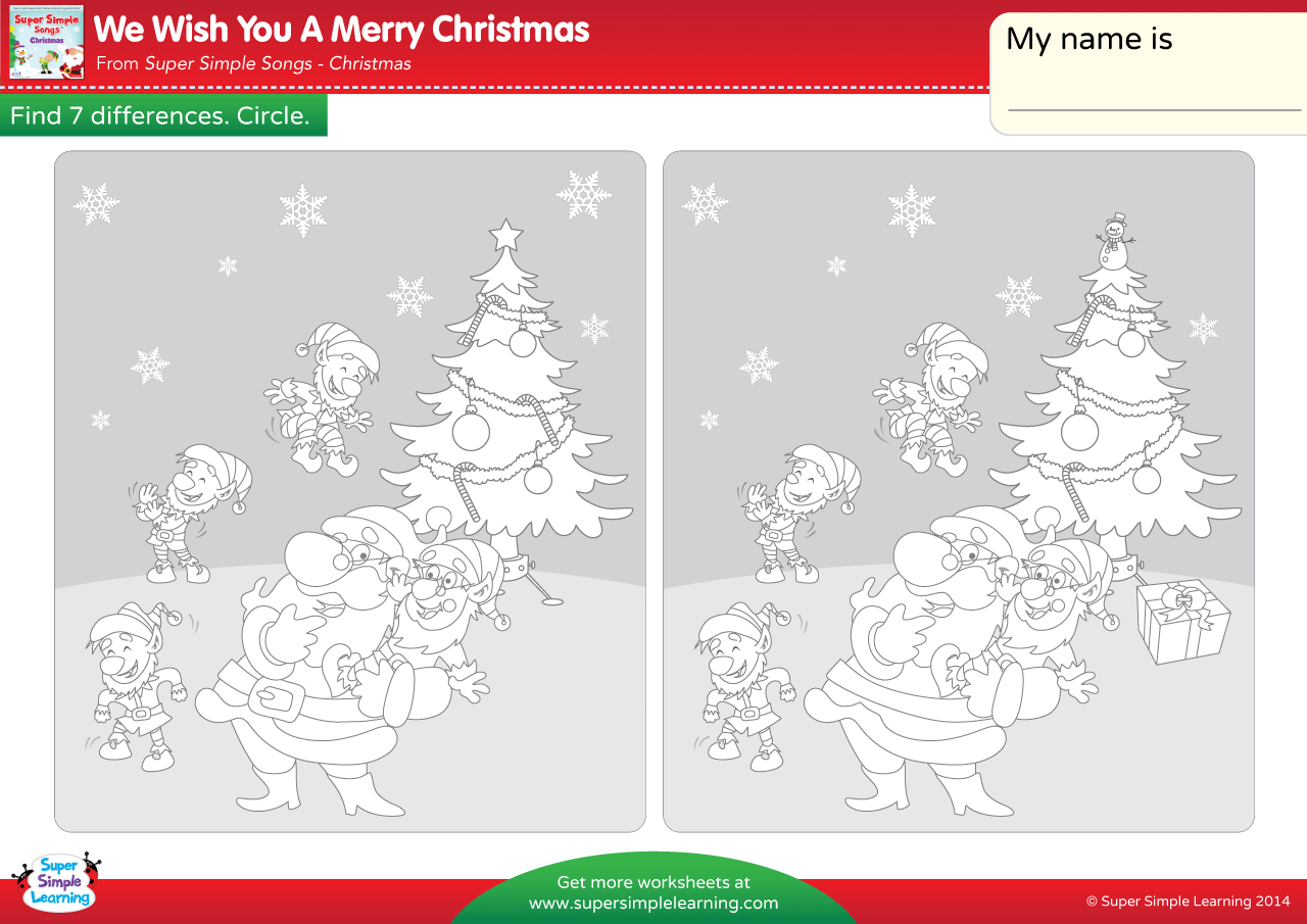 We Wish You A Merry Christmas Worksheet Find The Differences