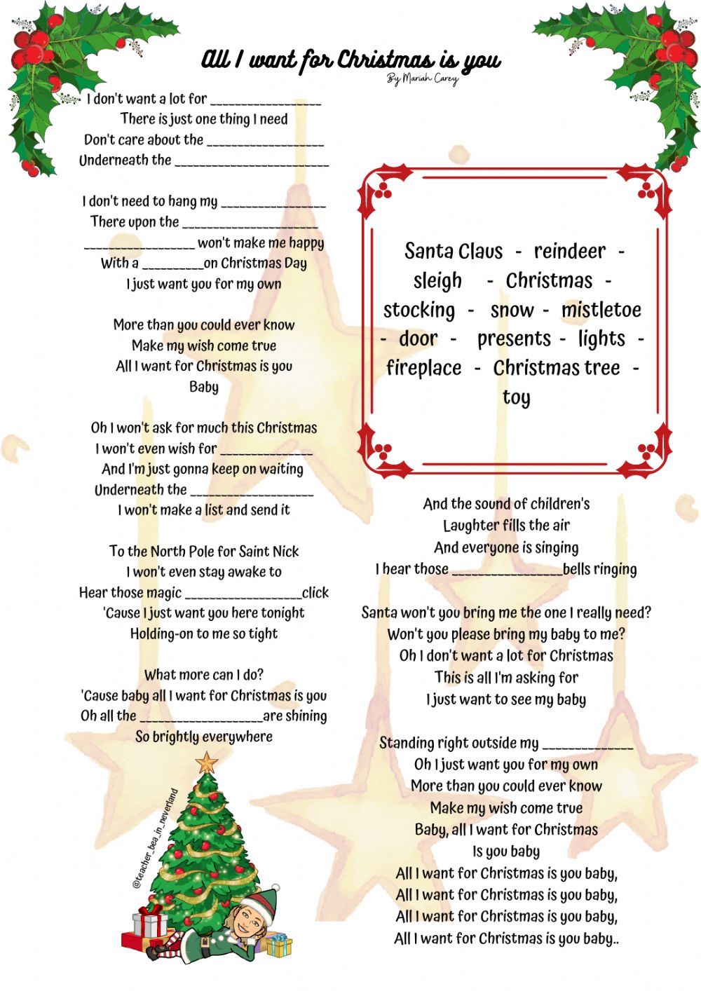 What I Want For Christmas Worksheet What I Want For Christmas Worksheet