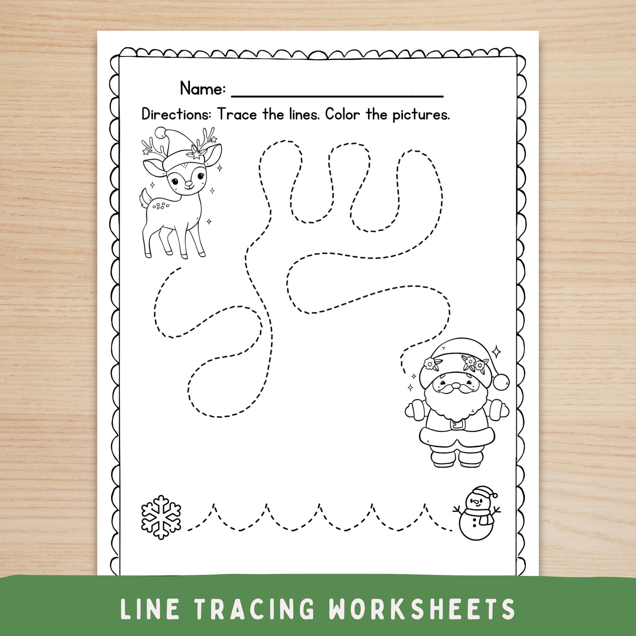 christmas line tracing worksheets christmas line tracing worksheets
