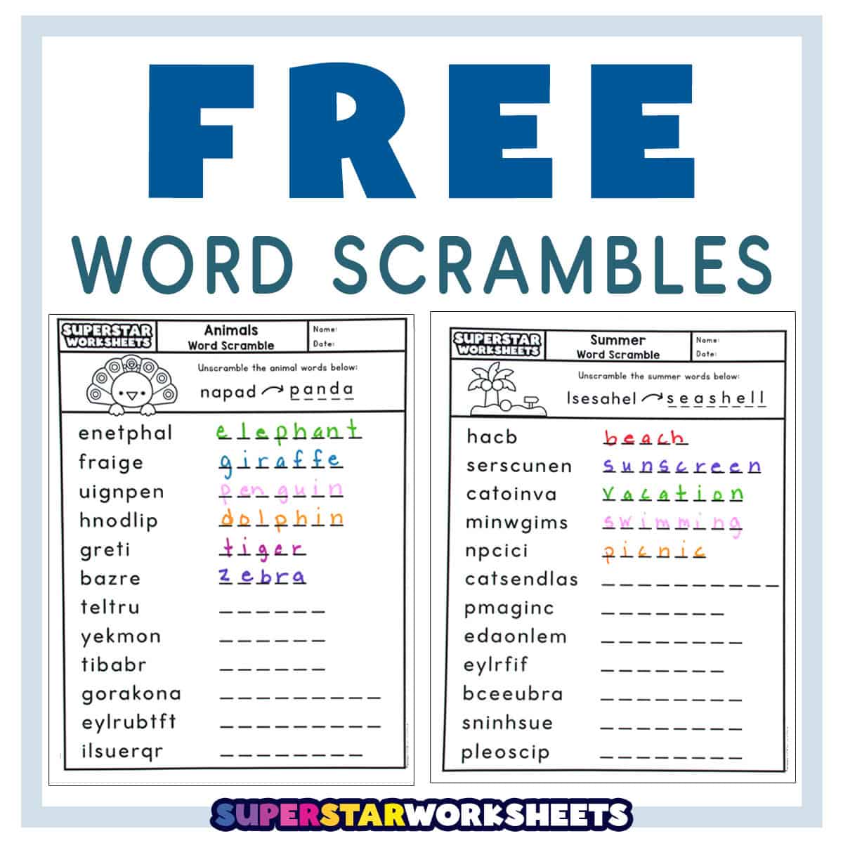 Word Scrambles Word Scrambles