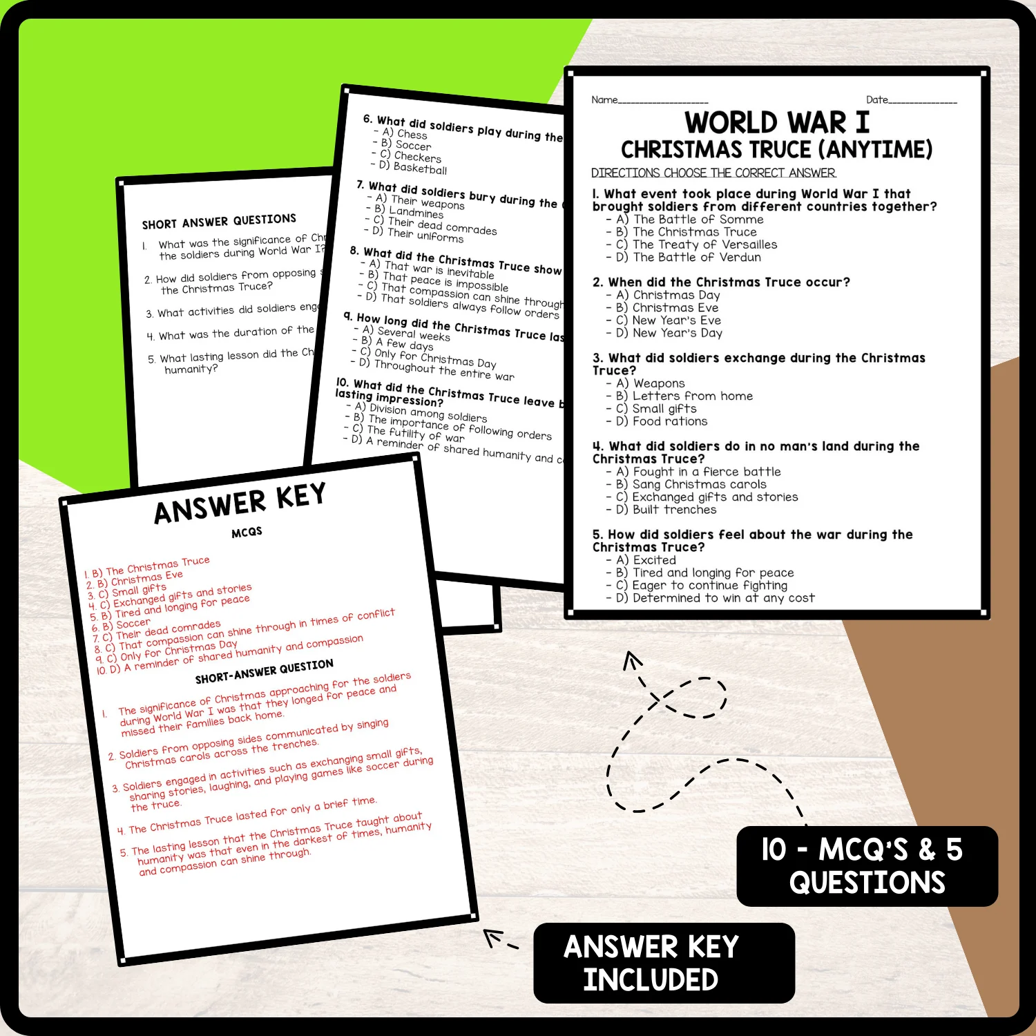 answer key the world war 1 christmas truce worksheets answers